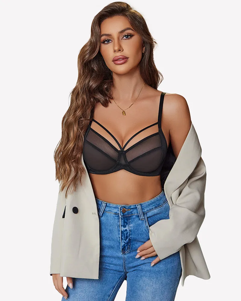 Sheer Mesh Full Coverage Unlined Minimier Bra sold by Avid Love product image thumbnail 4