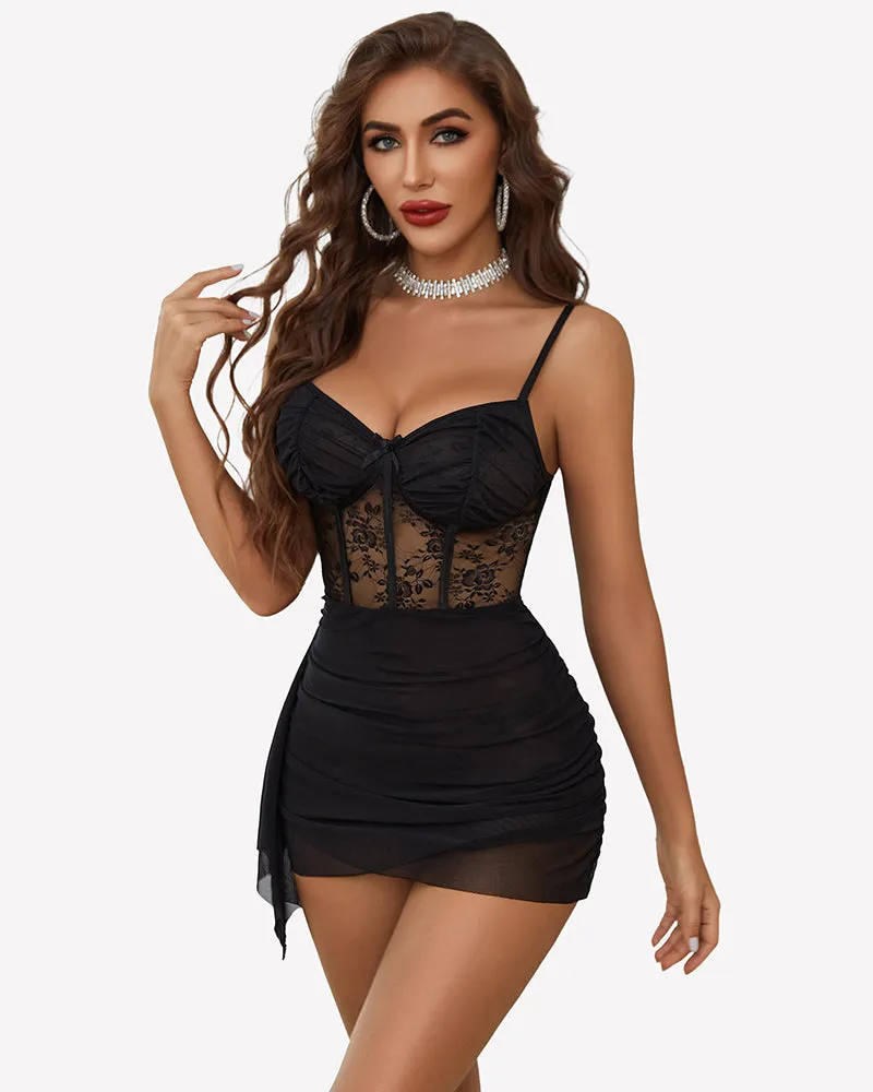 Lace Chemise Floral Dress Sheer Outfit sold by Avid Love product image thumbnail 2