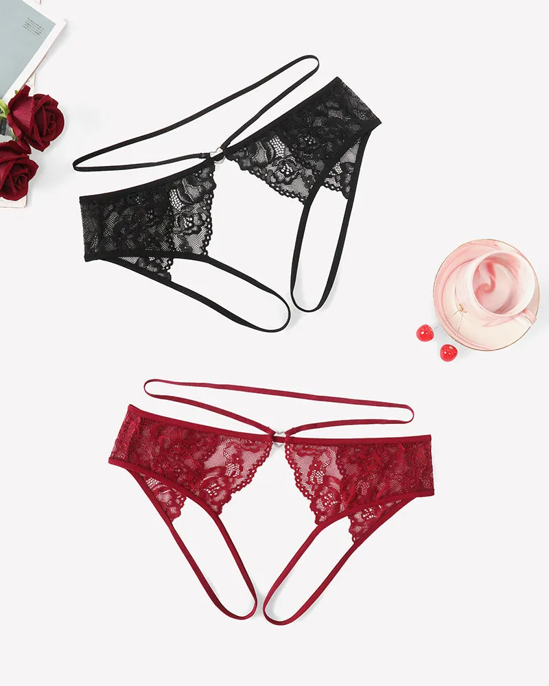 Strap Cheeky Underwear Floral Lace Panties sold by Avid Love product image thumbnail 2