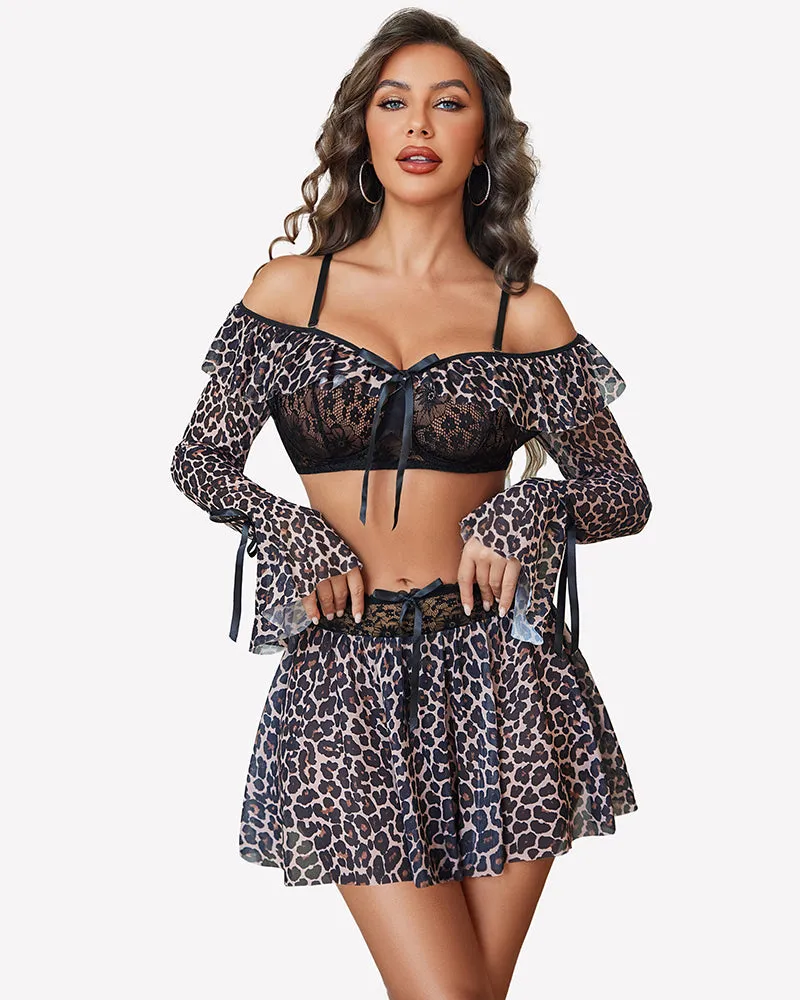 Off Shoulder Bra Panty Ruffle Skirts 3 Piece Sets sold by Avid Love product image thumbnail 3