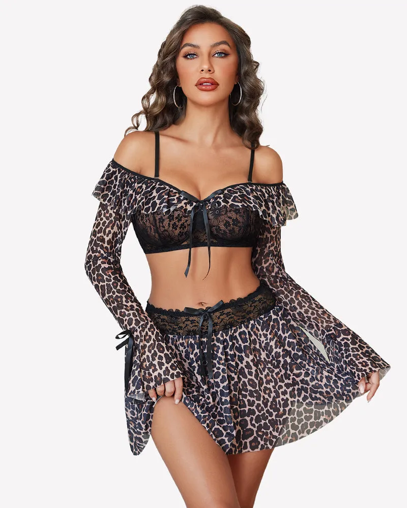 Off Shoulder Bra Panty Ruffle Skirts 3 Piece Sets sold by Avid Love product image thumbnail 5
