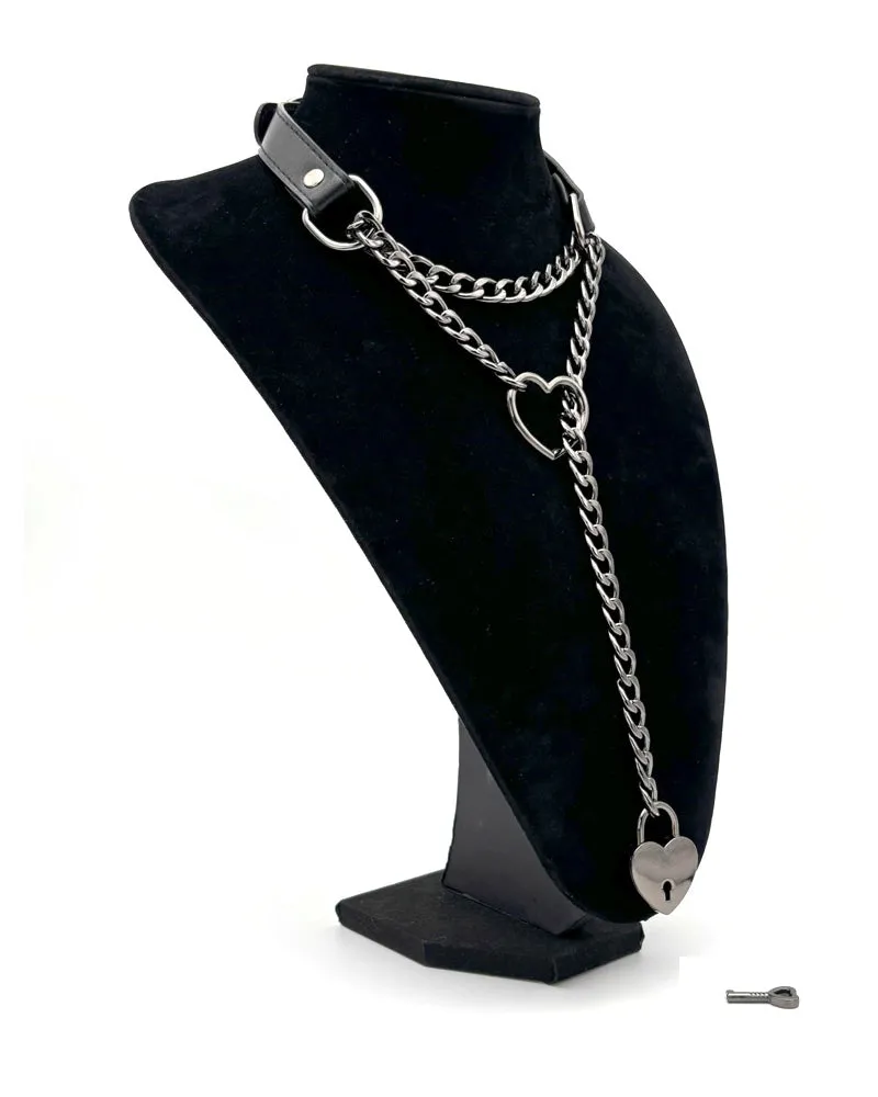 Slip Chain Necklace Heart Locker With Key sold by Avid Love product image thumbnail 4