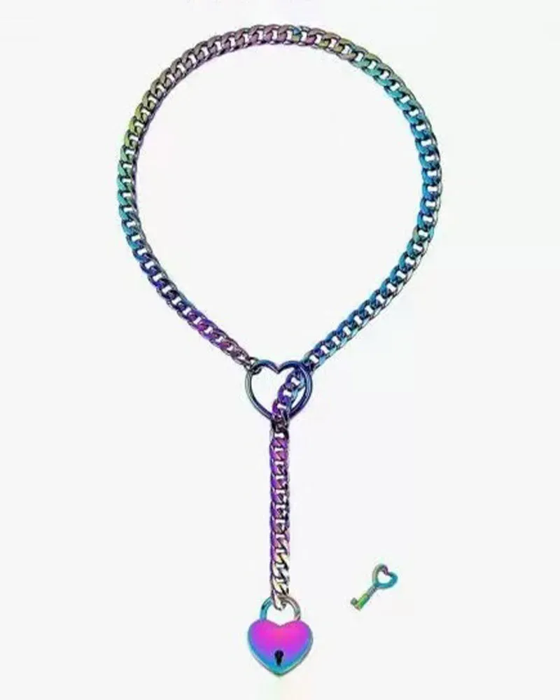 Slip Chain Necklace Heart Locker With Key sold by Avid Love product image thumbnail 2
