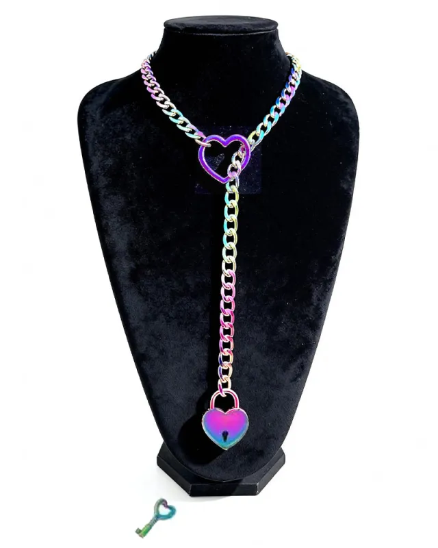 Slip Chain Necklace Heart Locker With Key made by Avid Love