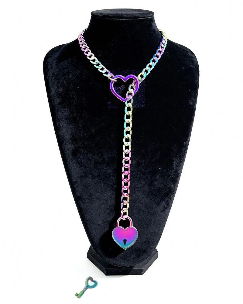 Slip Chain Necklace Heart Locker With Key sold by Avid Love