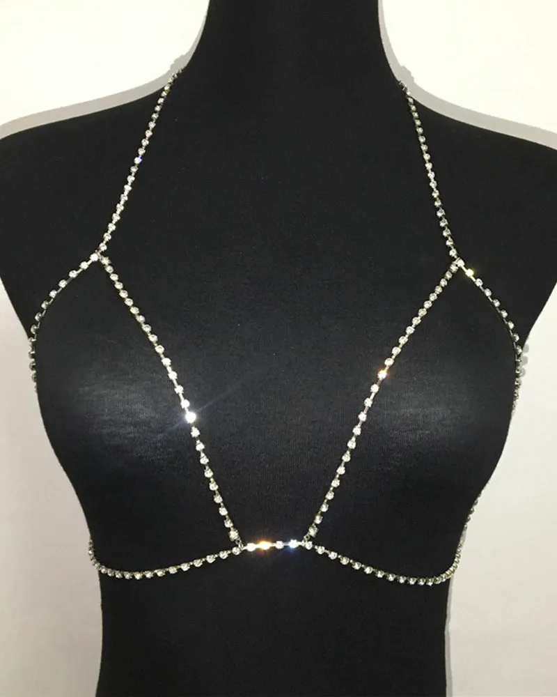 Halter Necklace Bra Crystal Chest Chain sold by Avid Love product image thumbnail 4