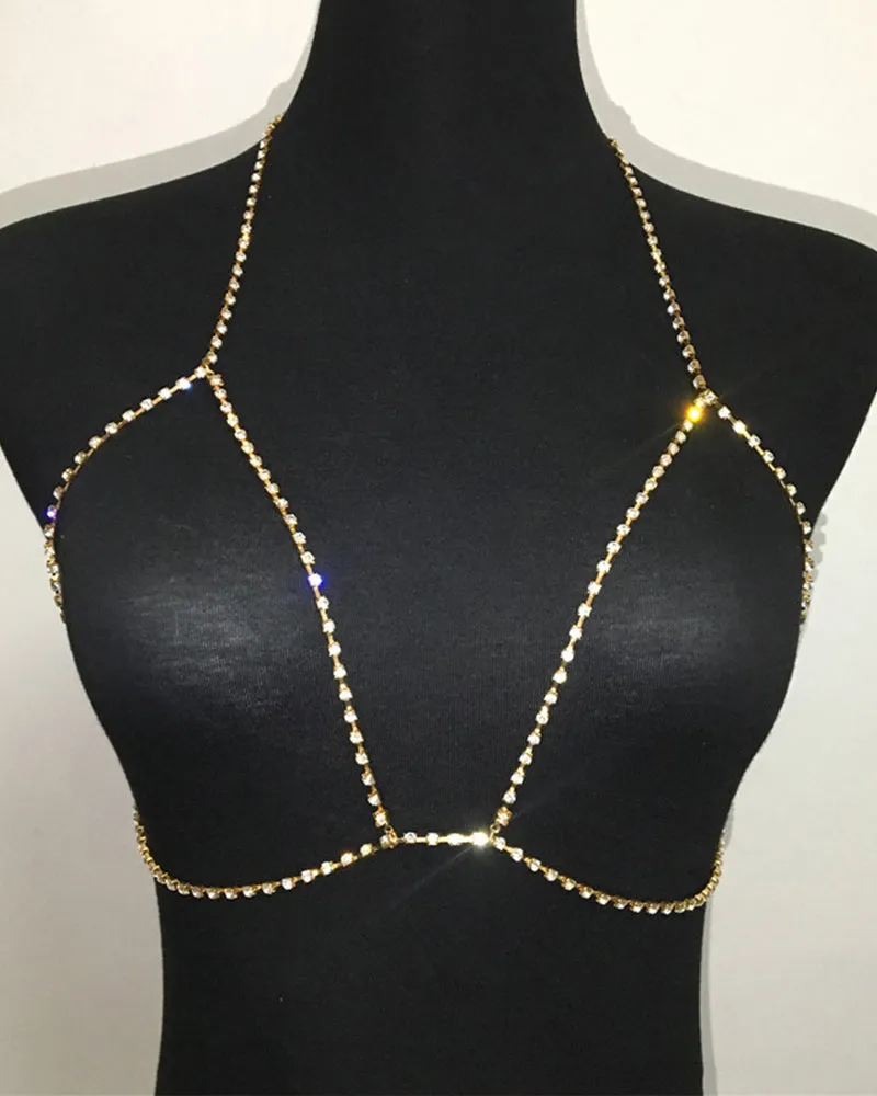 Halter Necklace Bra Crystal Chest Chain sold by Avid Love product image thumbnail 2