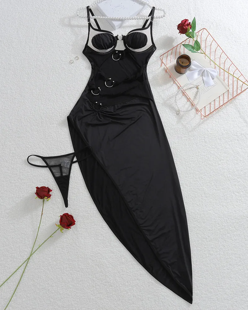 Asymmetrical Splicing Night Dress with Panty sold by Avid Love product image thumbnail 5
