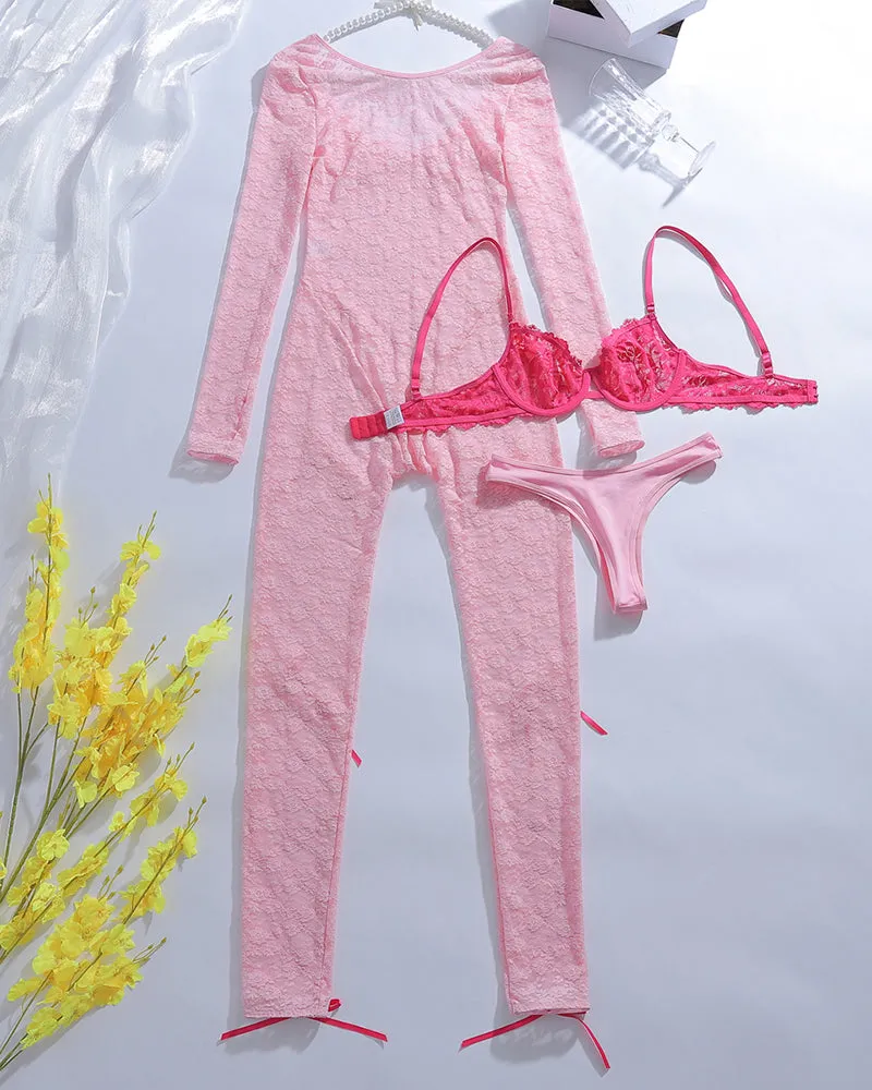 Lace Bow long Sleeve Jumpsuits Sets sold by Avid Love product image thumbnail 3