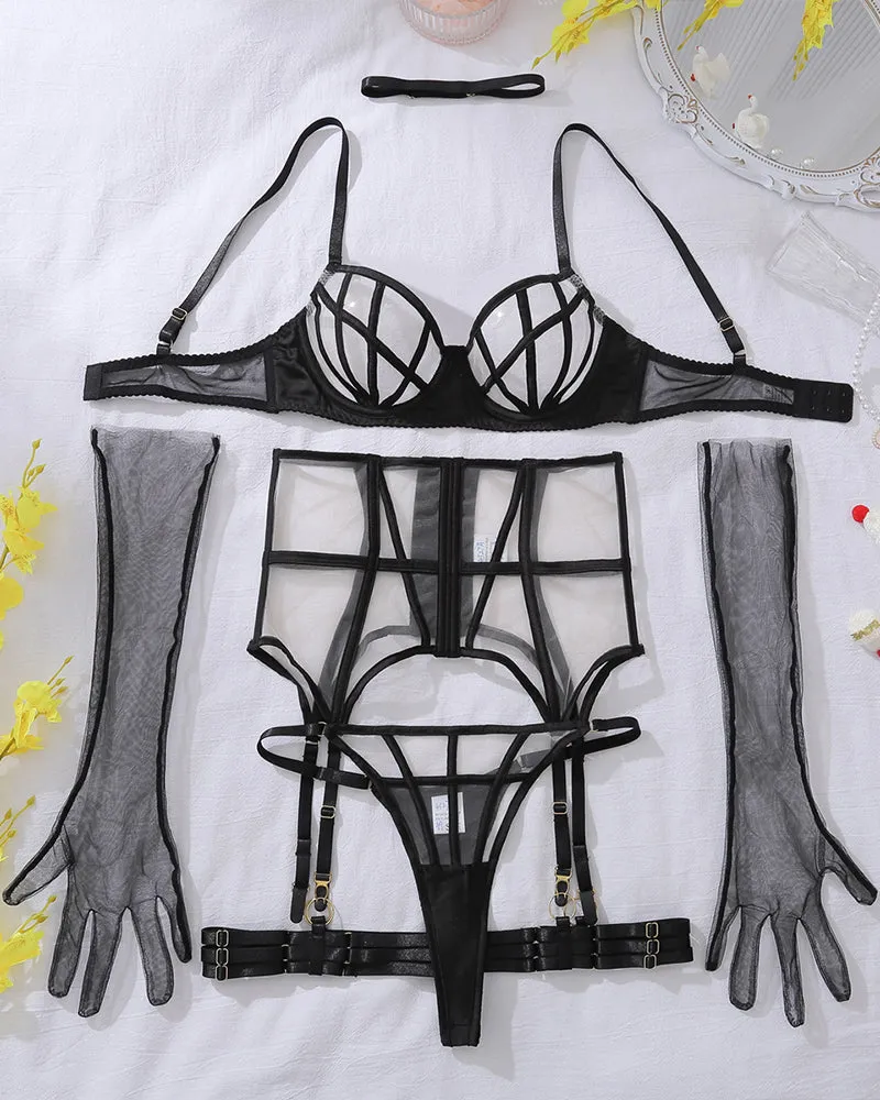 Mesh See-through Corset Lingerie Set sold by Avid Love product image thumbnail 5