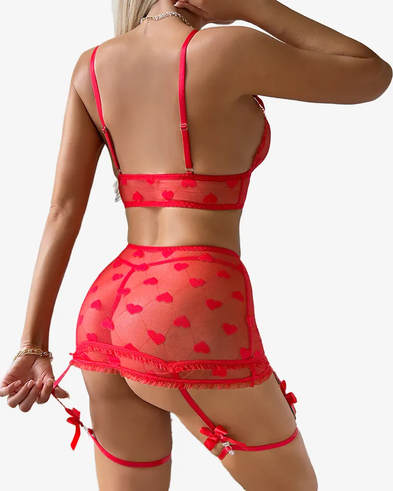 Red Heart Mesh Skirt Set sold by Avid Love product image thumbnail 3