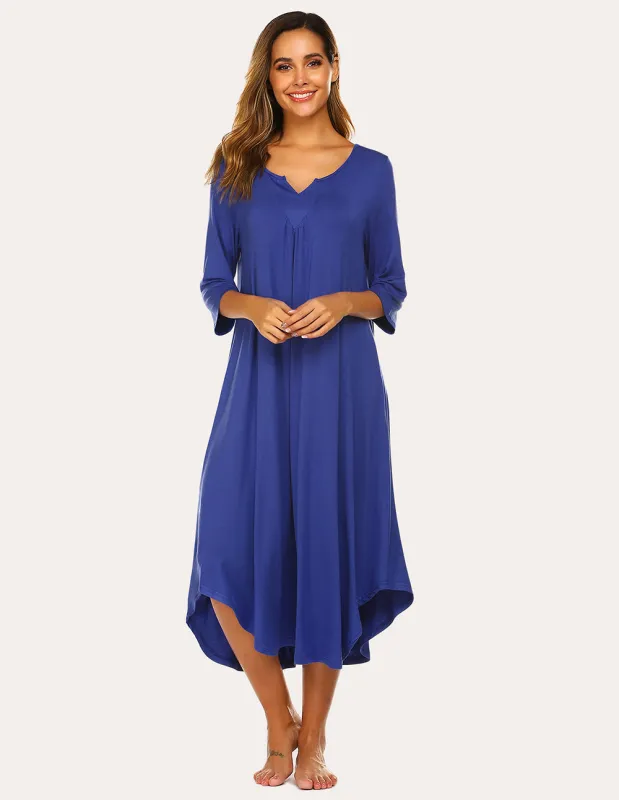 3/4 Sleeve Asymmetrical Hem Nightdress (US Only) sold by Avid Love