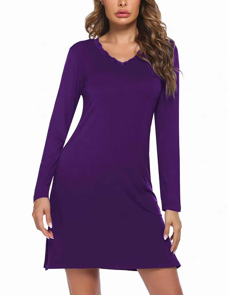 Long Sleeve Nightgowns Lace Night Dress (US Only) sold by Avid Love product image thumbnail 5