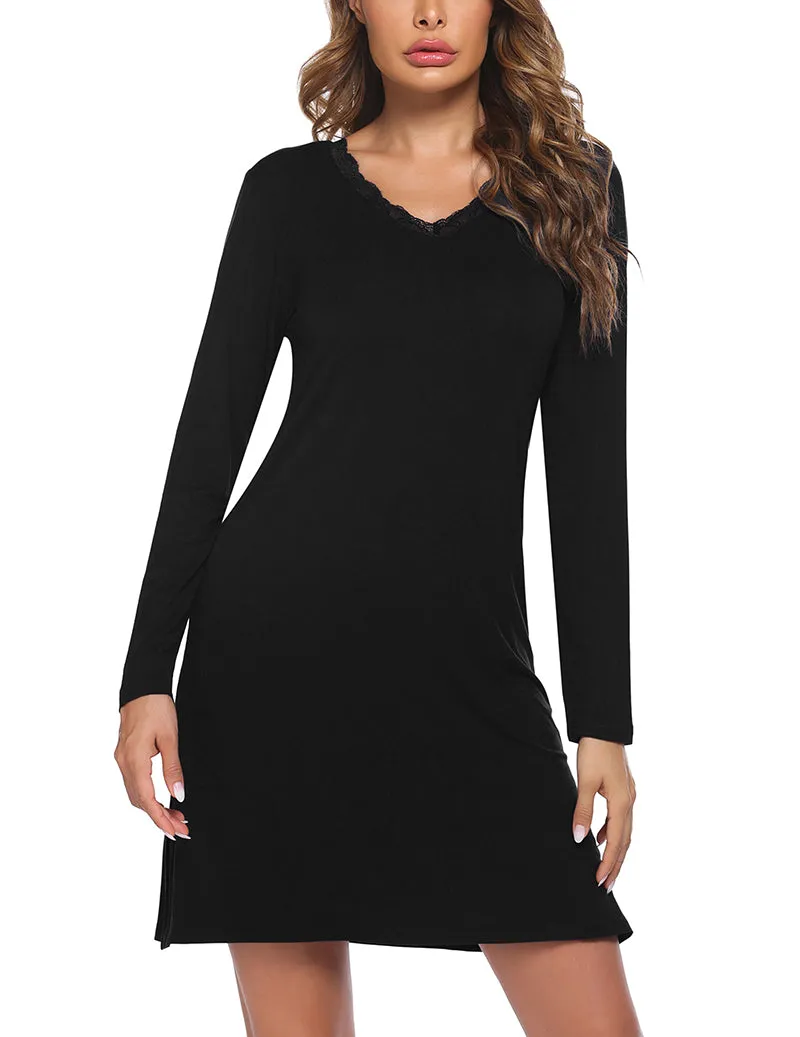 Long Sleeve Nightgowns Lace Night Dress (US Only) sold by Avid Love product image thumbnail 2