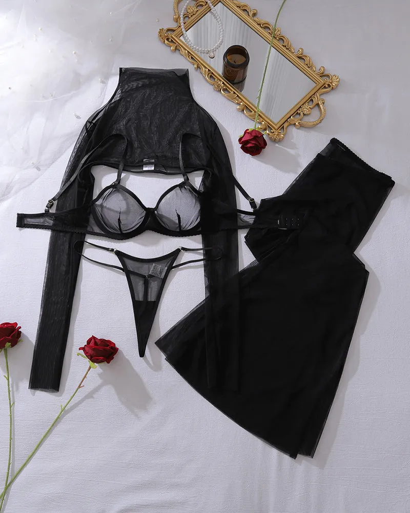 Long Sleeve Sheer 4 Piece Set sold by Avid Love product image thumbnail 5