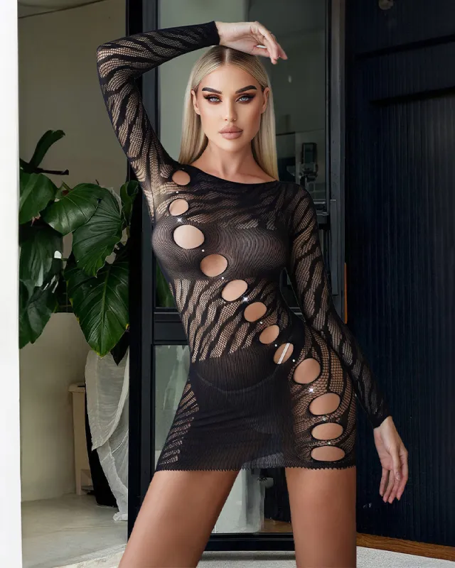 Hollow Rhinestones Bodycon Mini Dresses made by Avid Love