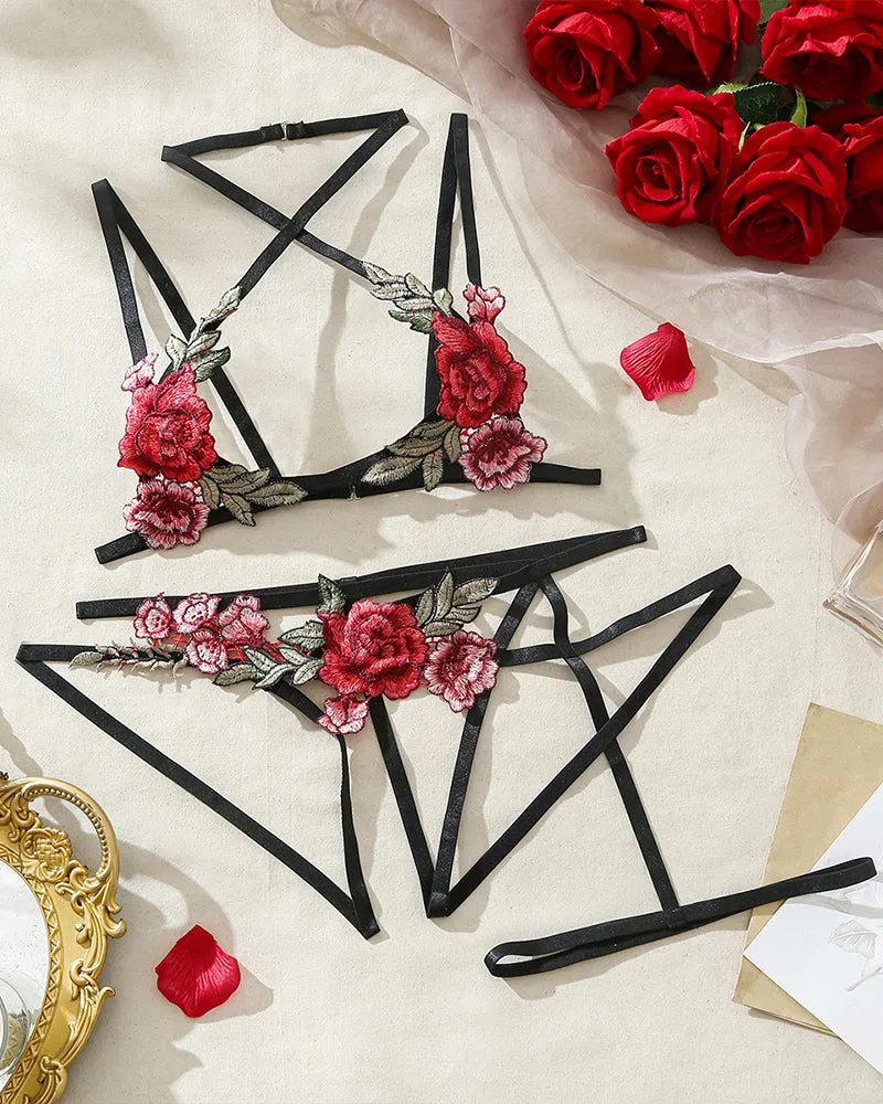 Floral Print Crossstrap Lingerie Set sold by Avid Love product image thumbnail 4