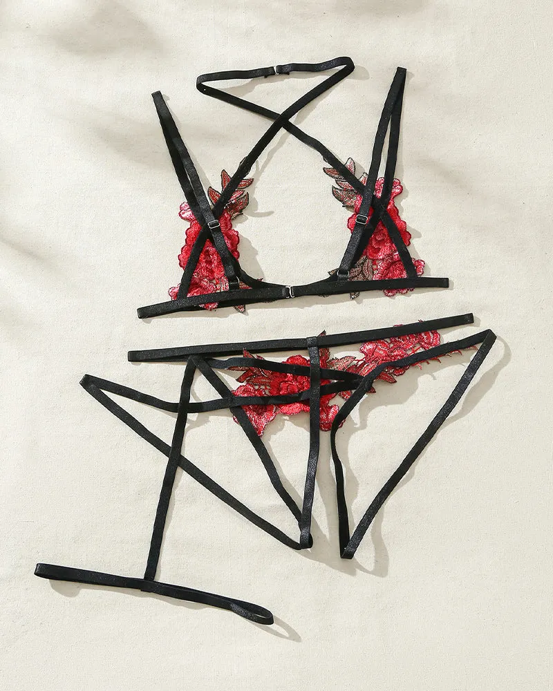 Floral Print Crossstrap Lingerie Set sold by Avid Love product image thumbnail 5