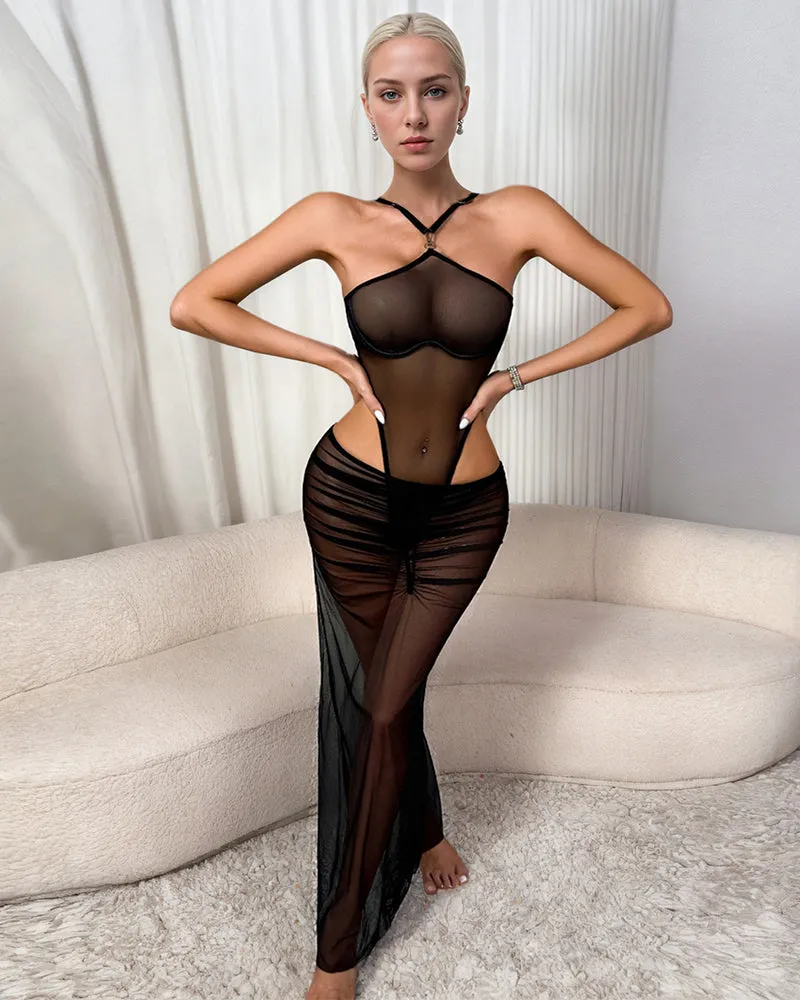 Sheer Mesh Bodysuits+Long Skirt Sets sold by Avid Love product image thumbnail 3