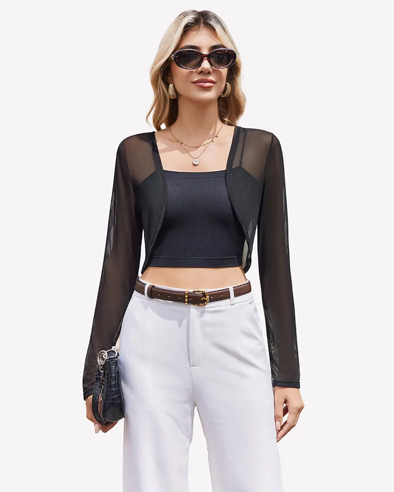 Sheer Shrugs Long Sleeve Cropped Cardigan sold by Avid Love product image thumbnail 3