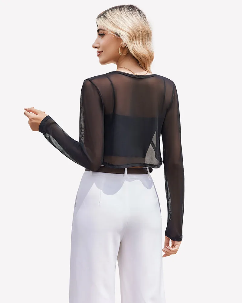 Sheer Shrugs Long Sleeve Cropped Cardigan sold by Avid Love product image thumbnail 2