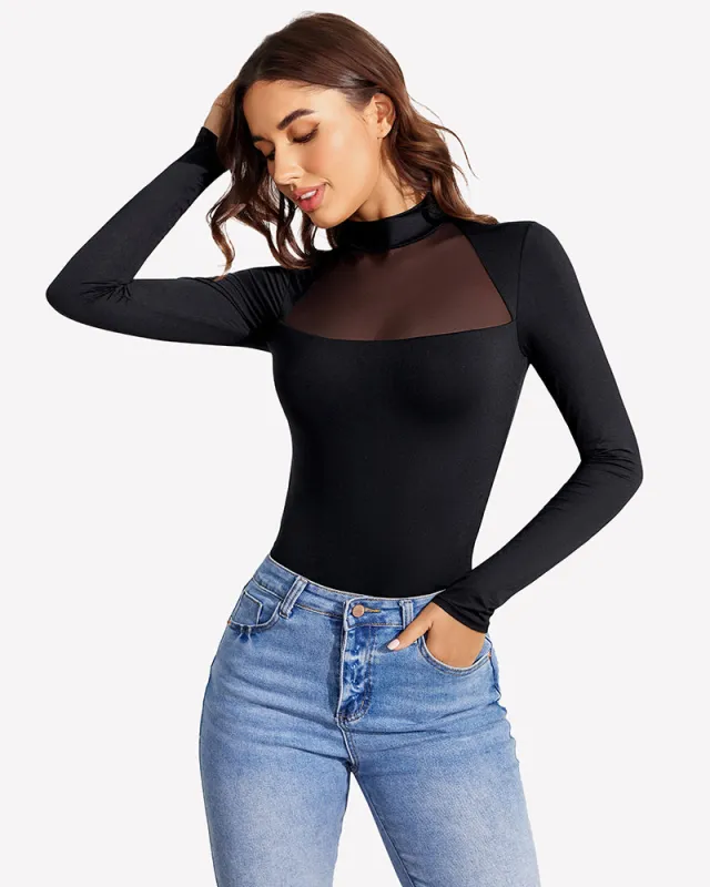 Long Sleeve Leotard Mesh Bodysuit Tops made by Avid Love