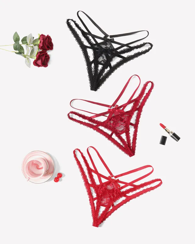 Lace Panties Briefs Criss Cross Underwear sold by Avid Love