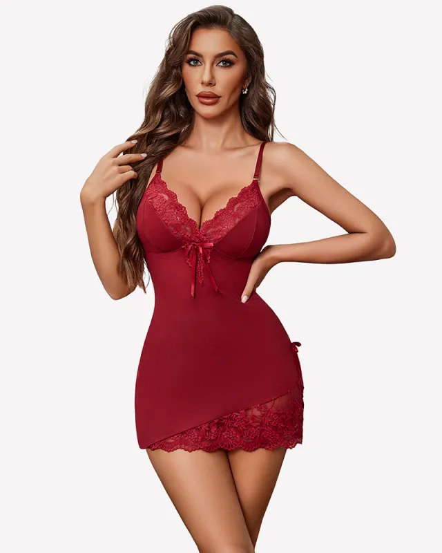 Lace Trim Chemise Side Split Nighty made by Avid Love