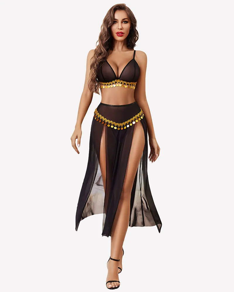 Mesh Sheer Bra Top Split Maxi Skirt Set sold by Avid Love product image thumbnail 4