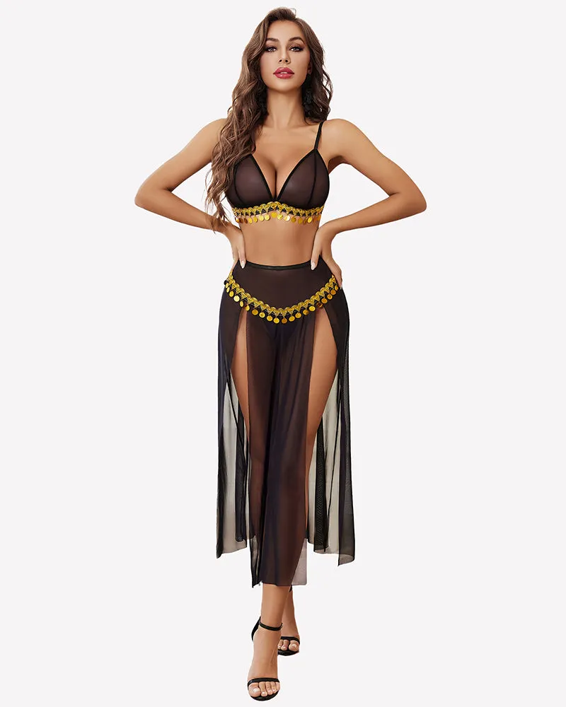 Mesh Sheer Bra Top Split Maxi Skirt Set sold by Avid Love product image thumbnail 3