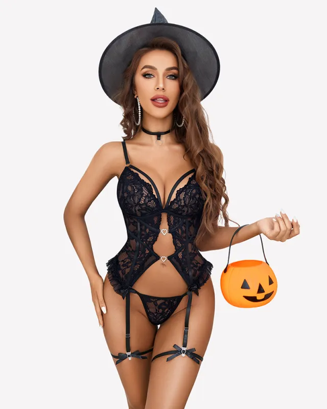 Lace Corset One Piece With Garter Belt sold by Avid Love