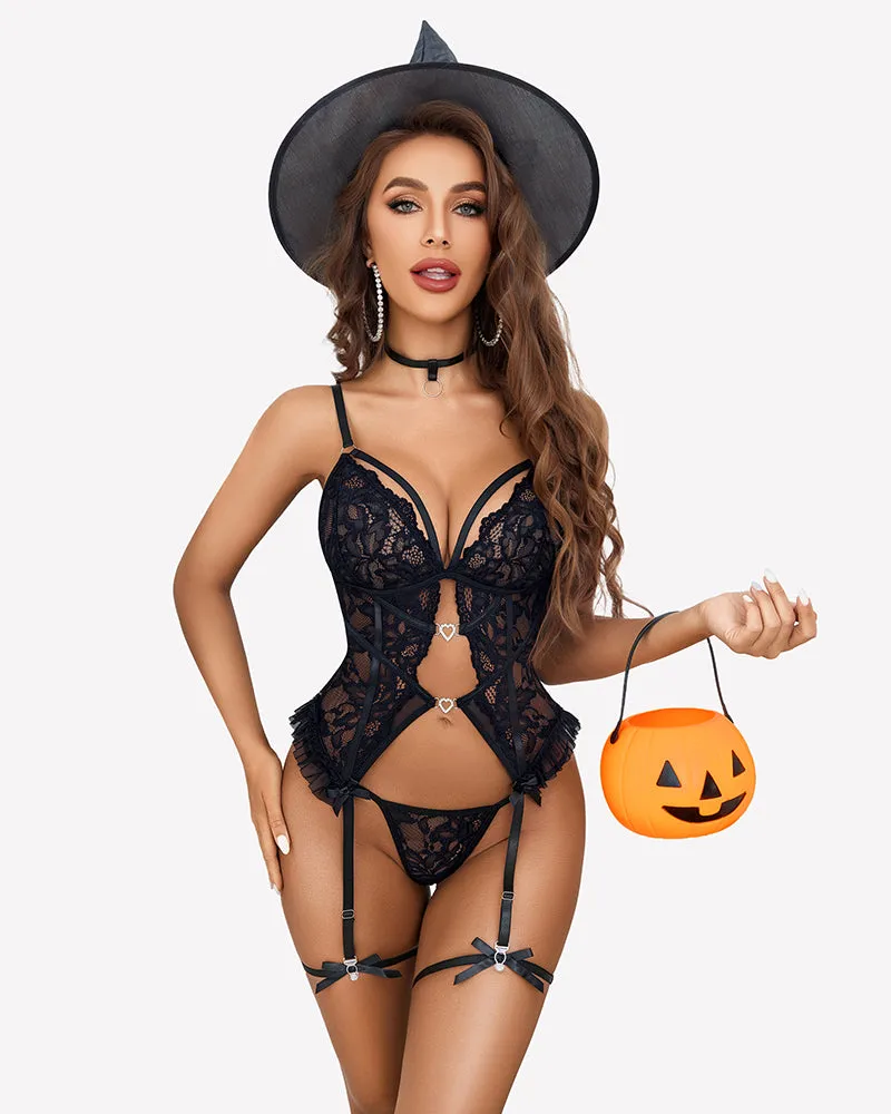 Lace Corset One Piece With Garter Belt sold by Avid Love