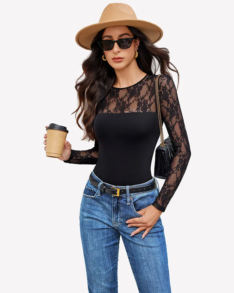 Lace Long Sleeve Bodysuit Tops sold by Avid Love product image thumbnail 5