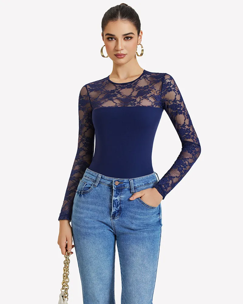 Lace Long Sleeve Bodysuit Tops sold by Avid Love product image thumbnail 2