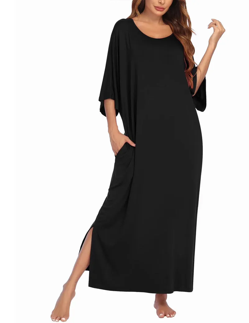 Ekouaer Oversized Split Hem Nightdress (US Only) sold by Avid Love product image thumbnail 5