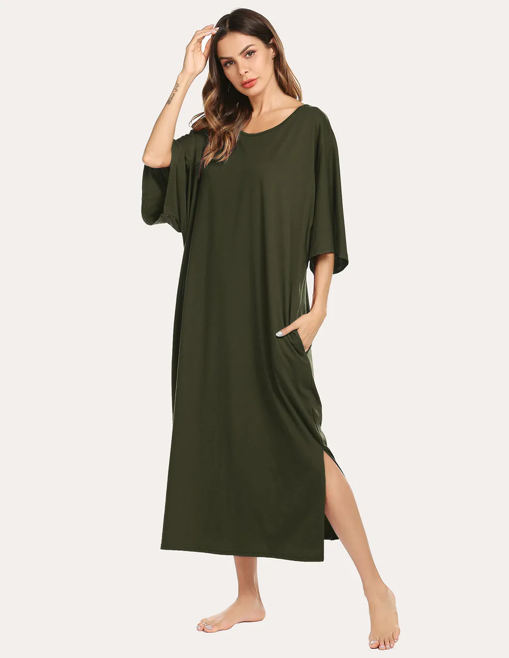 Ekouaer Oversized Split Hem Nightdress (US Only) sold by Avid Love product image thumbnail 2