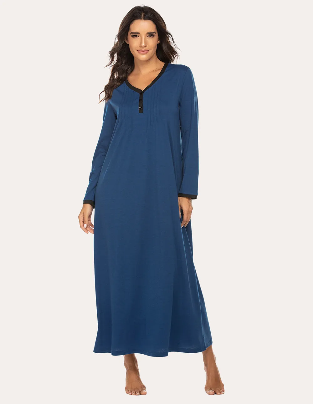 Long Sleeve Front Pleated Nightgown (US Only) sold by Avid Love product image thumbnail 3