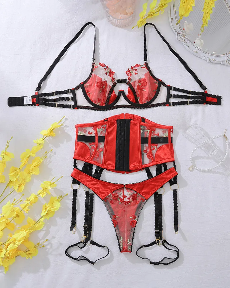 Rose Embroidered Corsets Lingerie Sets sold by Avid Love product image thumbnail 5