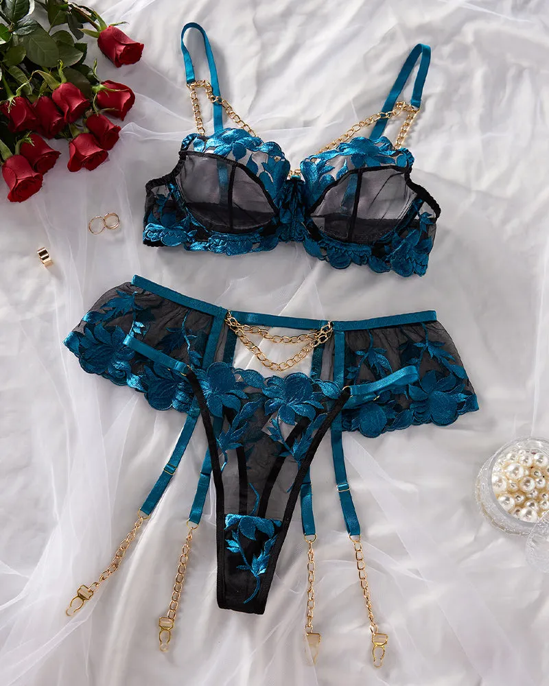 Mystic Bloom Blue Grater Lingerie Sets sold by Avid Love product image thumbnail 5