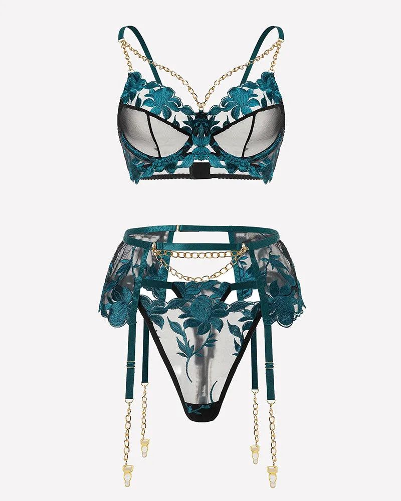 Mystic Bloom Blue Grater Lingerie Sets sold by Avid Love product image thumbnail 2