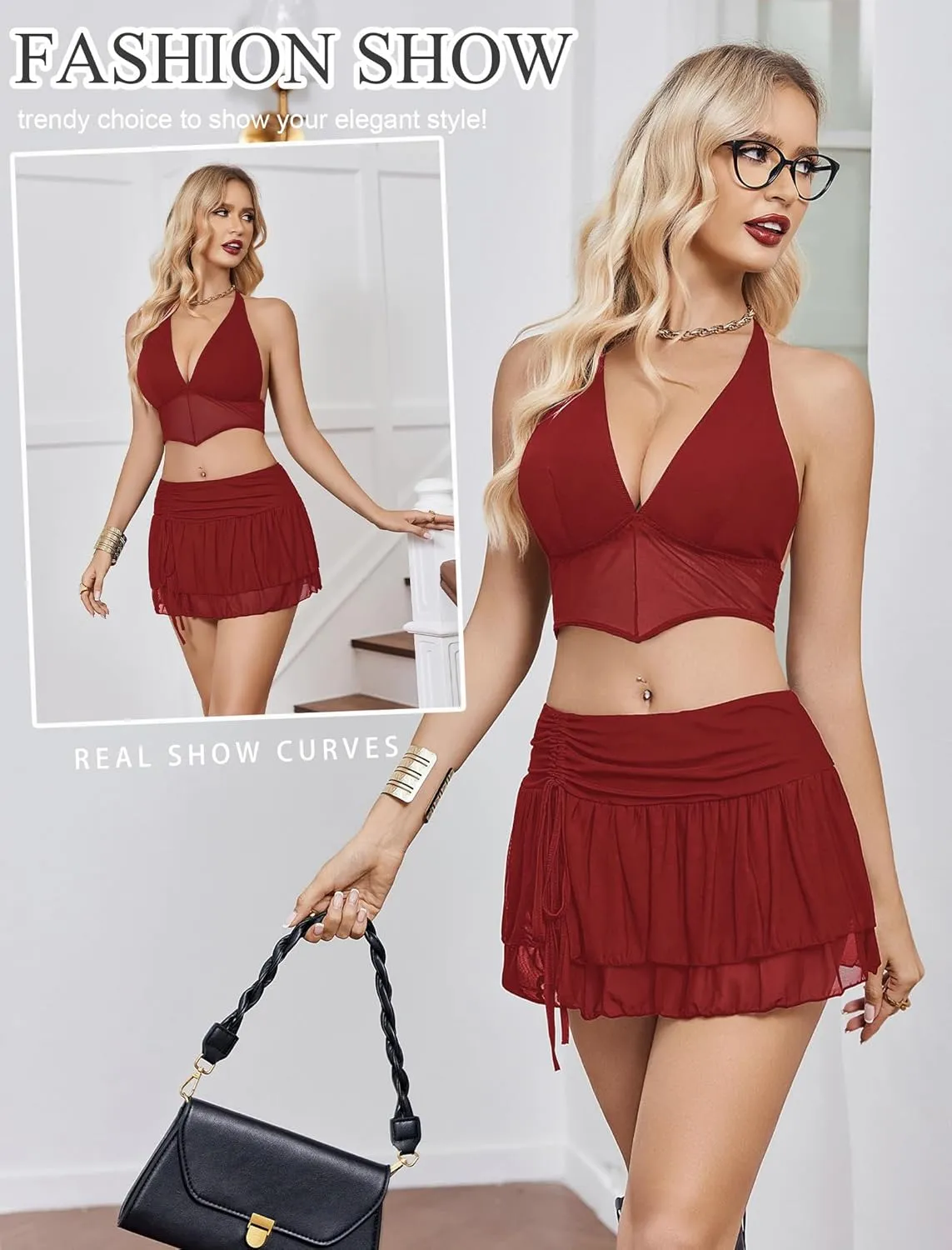 Halter Backless Tank Top Mini Skirt Set sold by Avid Love product image thumbnail 4