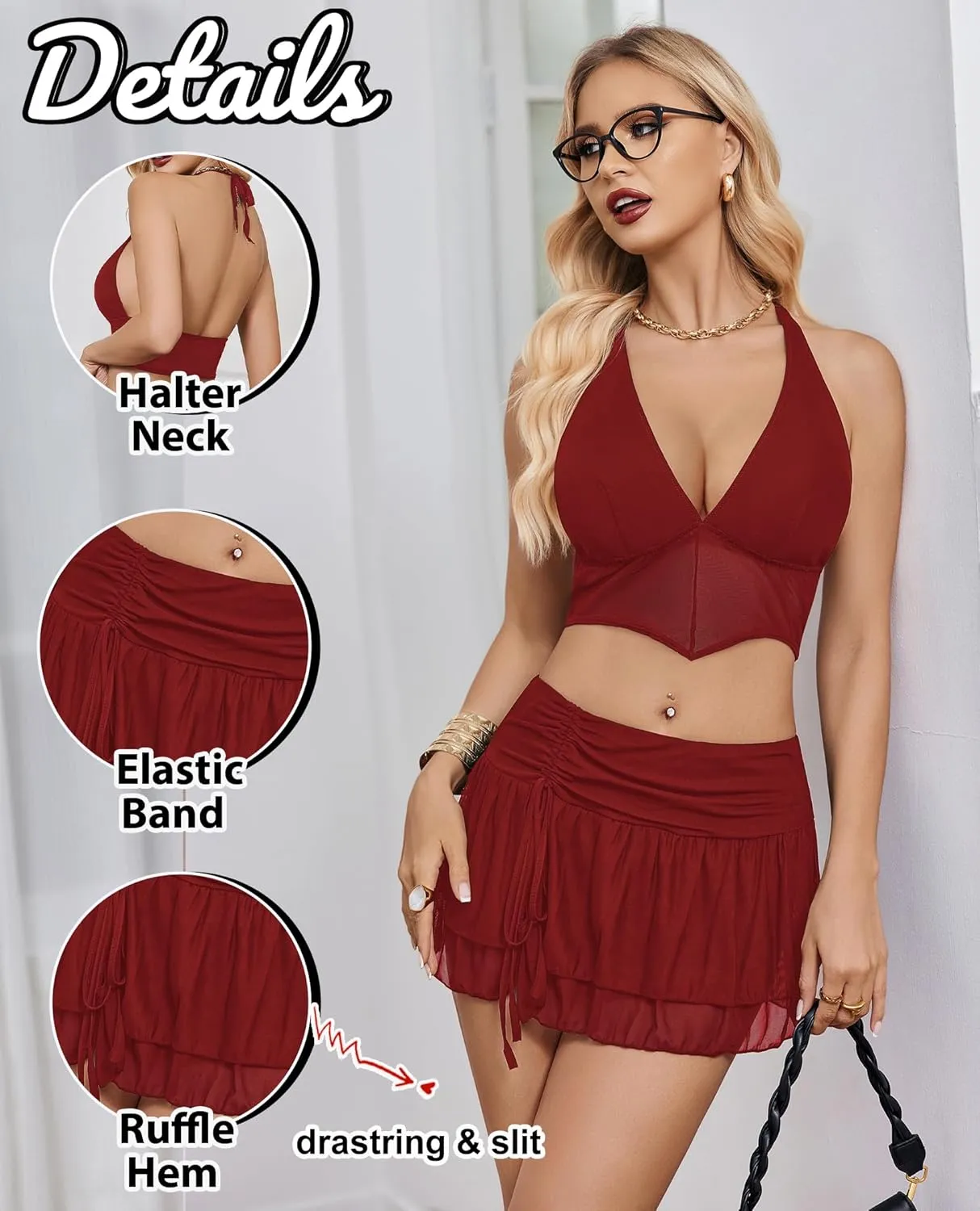 Halter Backless Tank Top Mini Skirt Set sold by Avid Love product image thumbnail 3