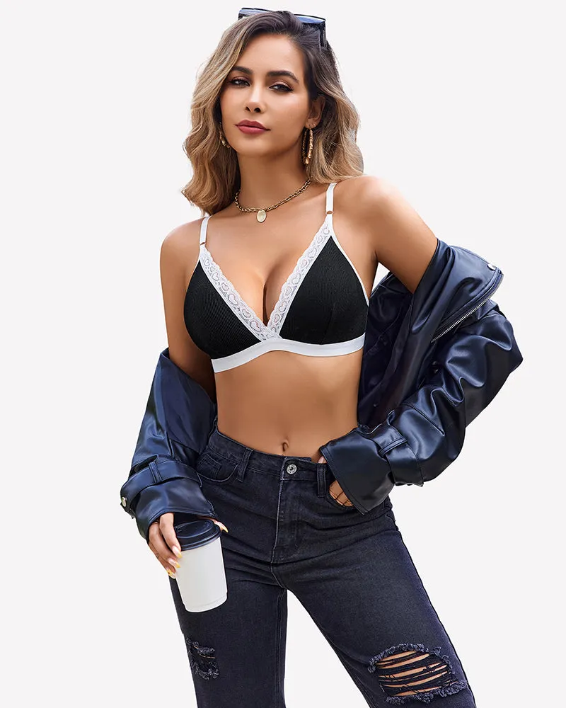 Ribbed Bra and Pany Set with Lace Trim sold by Avid Love product image thumbnail 2