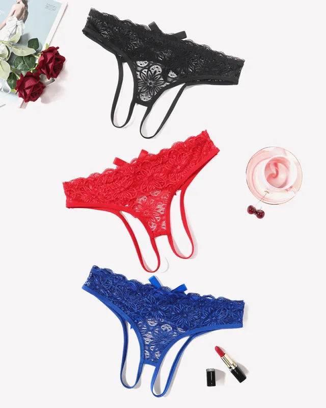 Lace Panties Hollow Out Rear Bowknot Briefs made by Avid Love