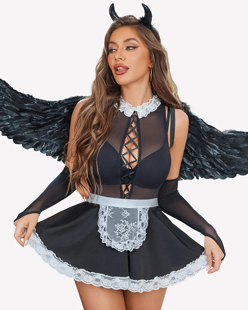 Maid Lingerie Costumes with Sheer Gloves sold by Avid Love product image thumbnail 3