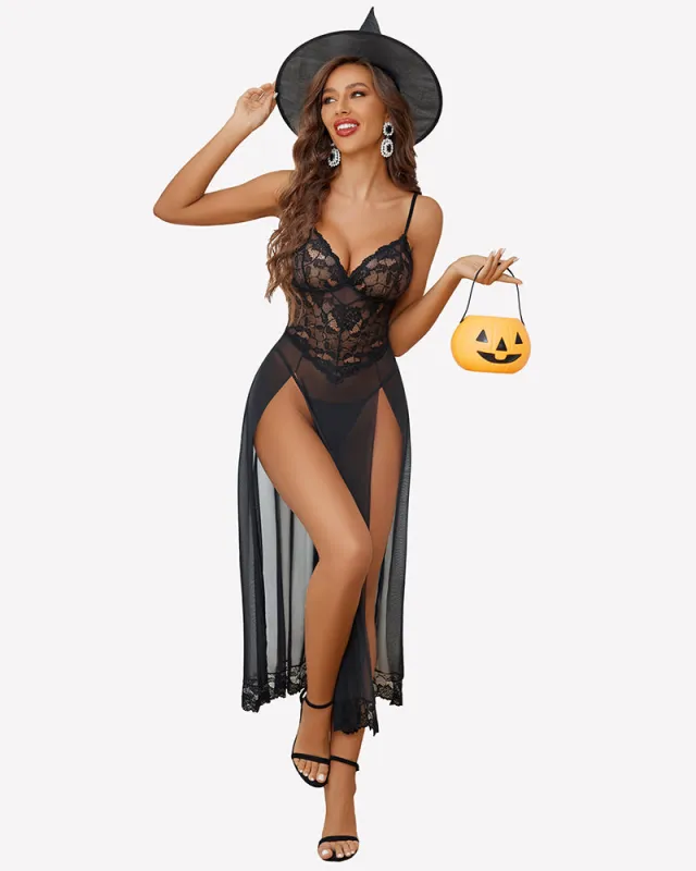 Long Lace Side Split Night Gowns sold by Avid Love