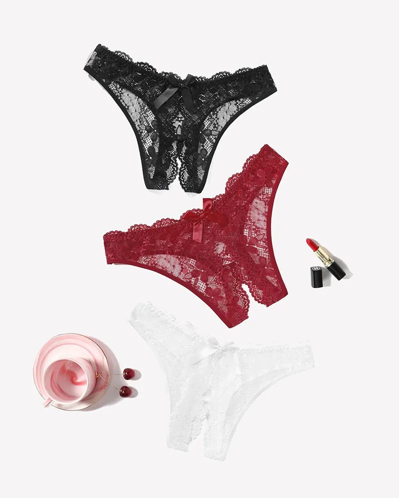 Floral Lace Briefs Hollow Out Bow Underwear sold by Avid Love product image thumbnail 2