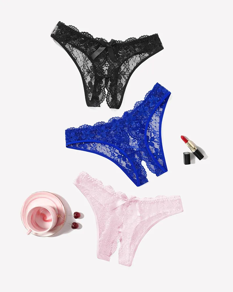 Floral Lace Briefs Hollow Out Bow Underwear sold by Avid Love product image thumbnail 3