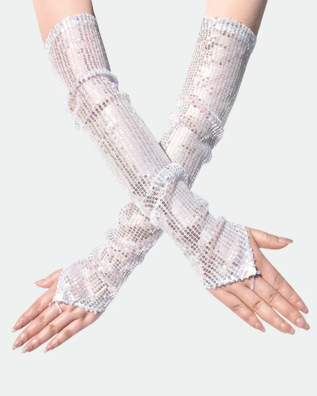 Sequin Fingerless Floral Gloves sold by Avid Love