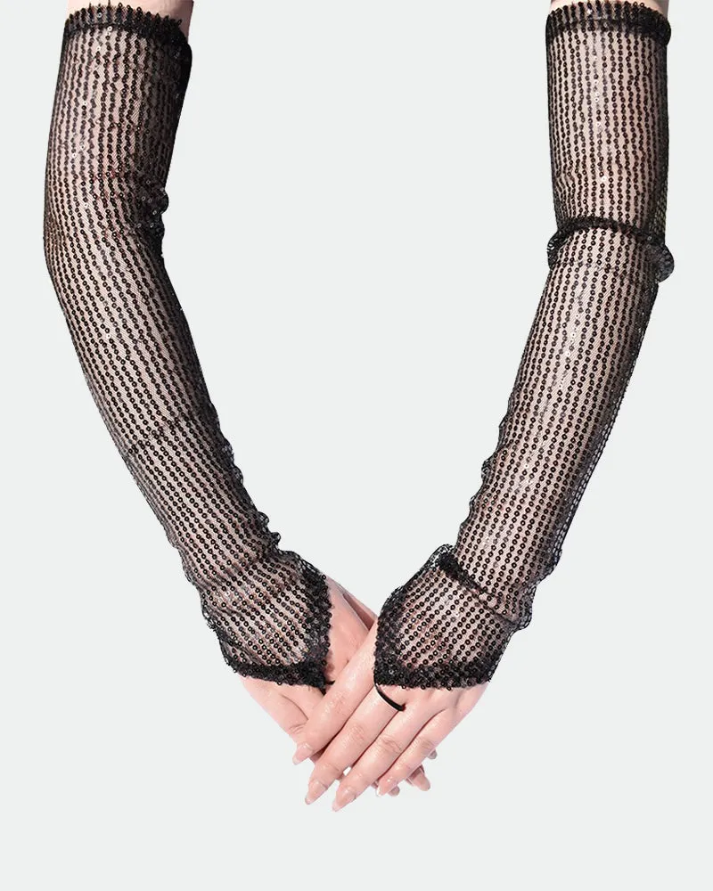 Sequin Fingerless Floral Gloves sold by Avid Love product image thumbnail 2